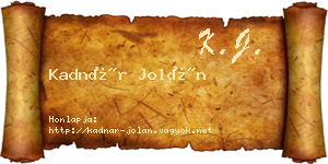 Kadnár Jolán névjegykártya