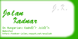 jolan kadnar business card